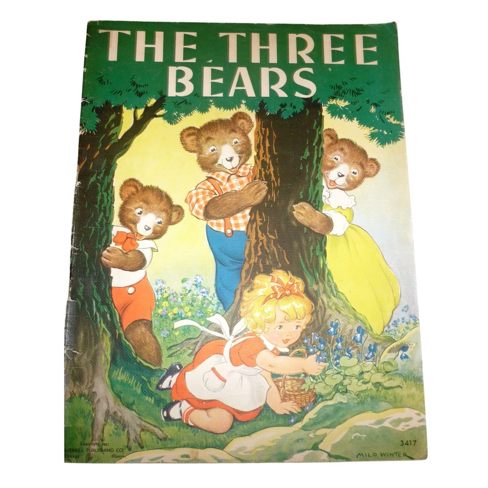 Vintage 1937 The Three Bears Book Milo Winter Merrill Linenette 3417 Story